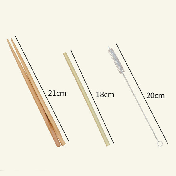 6 Piece Portable Roll Up Bamboo Cutlery Set