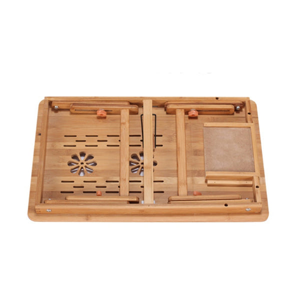 Portable Folding Bamboo Laptop Table Desk with Cooling Fan