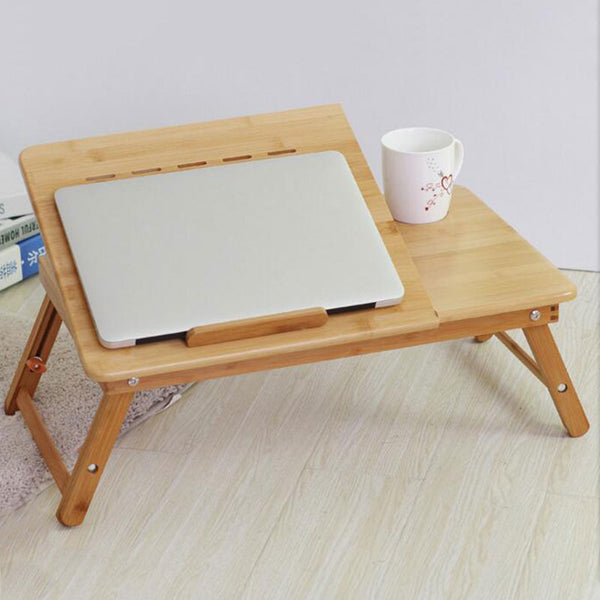 Portable Folding Bamboo Laptop Table Desk with Cooling Fan