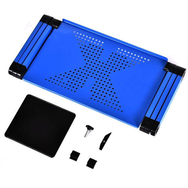 Portable Aluminum Alloy Adjustable Laptop Table Desk Double Fan