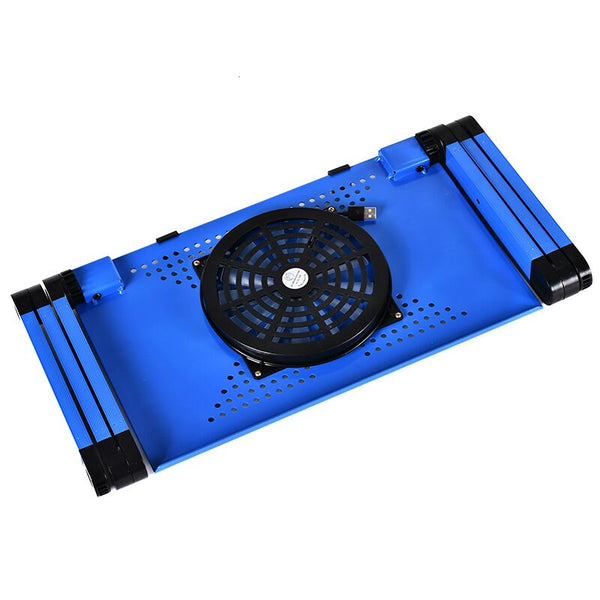 Portable Aluminum Alloy Adjustable Laptop Table Desk Double Fan