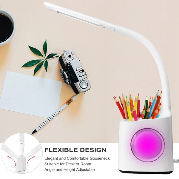 LED Desk Lamp with USB Charging Port and Calendar