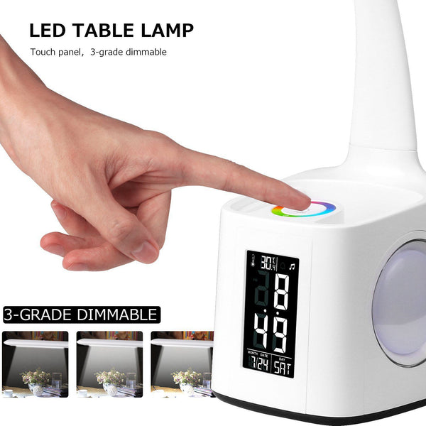 LED Desk Lamp with USB Charging Port and Calendar