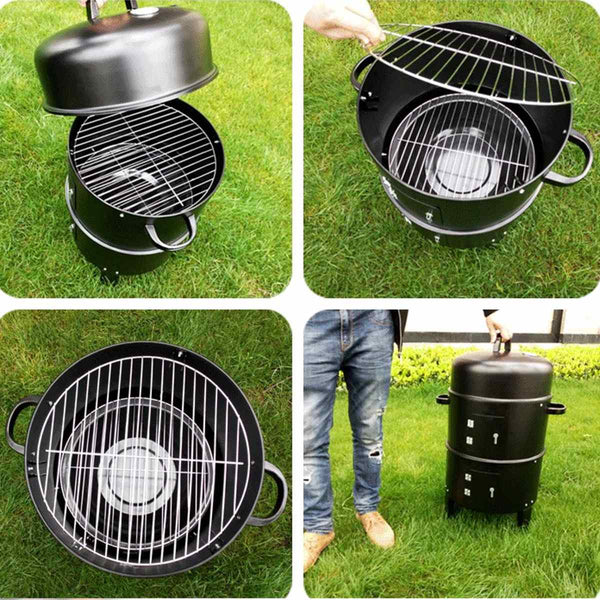 Metal 3-in-1 Barbecue Grill Roaster Smoker