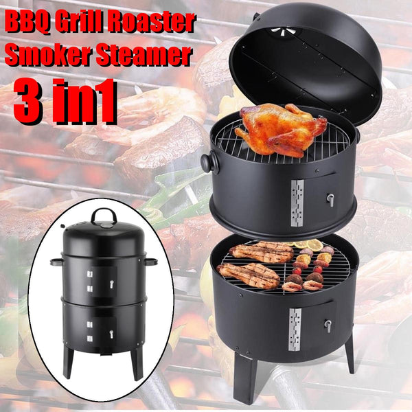 Metal 3-in-1 Barbecue Grill Roaster Smoker