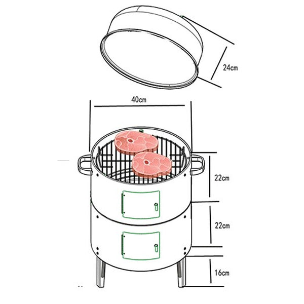 Metal 3-in-1 Barbecue Grill Roaster Smoker