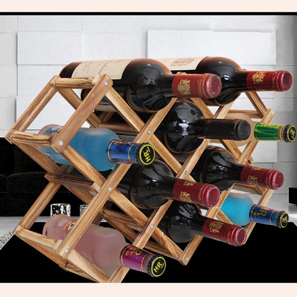 10 Bottle Wooden Wine Rack Holder Shelf