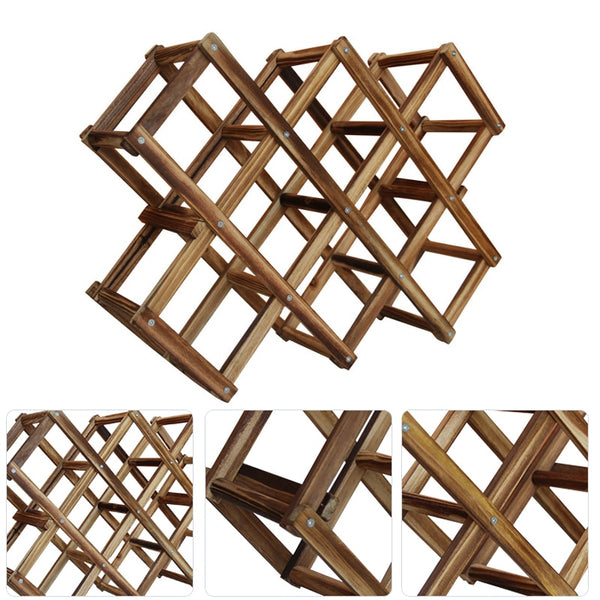 10 Bottle Wooden Wine Rack Holder Shelf