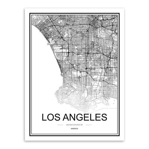 Black & White City Map Poster Print