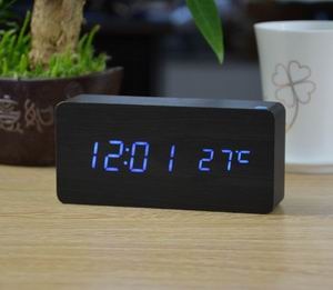 Wooden LED Alarm Clock with Temperature Display