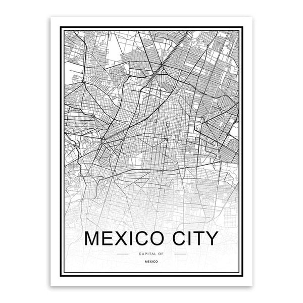 Black & White City Map Poster Print