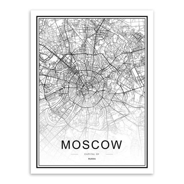 Black & White City Map Poster Print