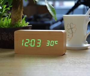 Wooden LED Alarm Clock with Temperature Display