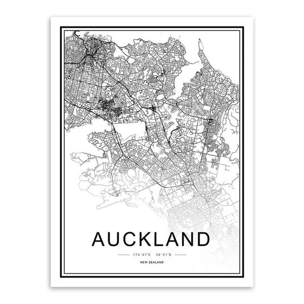 Black & White City Map Poster Print