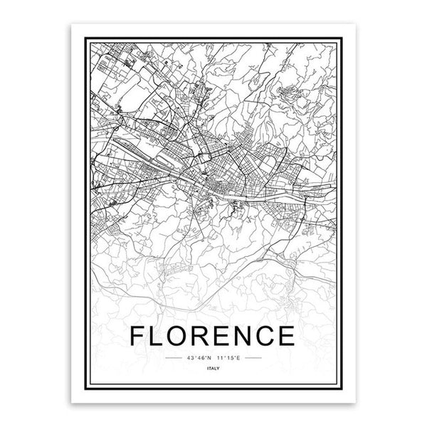 Black & White City Map Poster Print