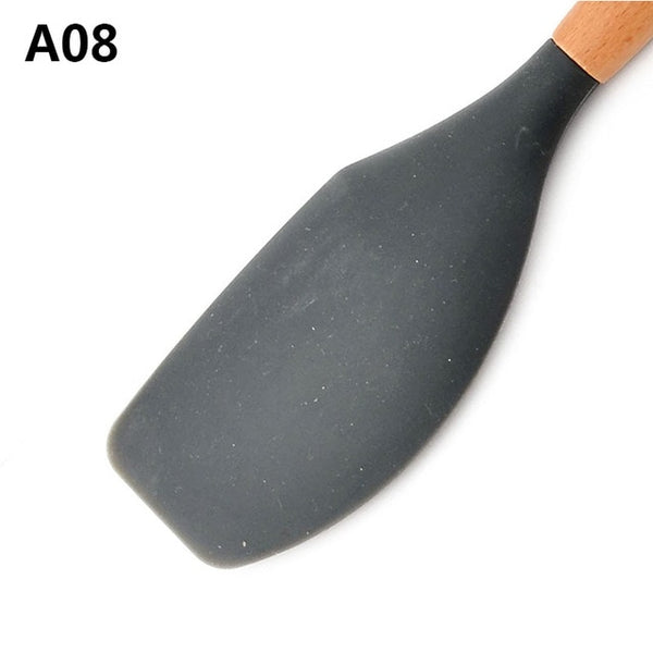Wood Handle Silicone Kitchen Cutlery Utensils
