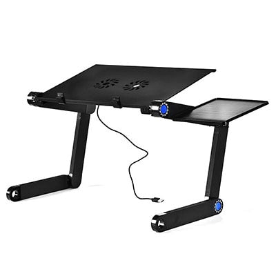 Portable Aluminum Alloy Adjustable Laptop Table Desk Double Fan