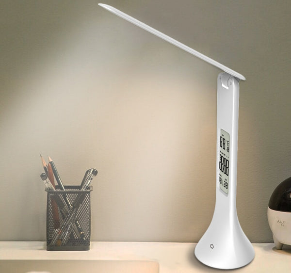 LED Desk Foldable Lamp with Calendar Temperature Alarm Clock