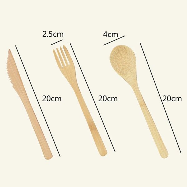 6 Piece Portable Roll Up Bamboo Cutlery Set