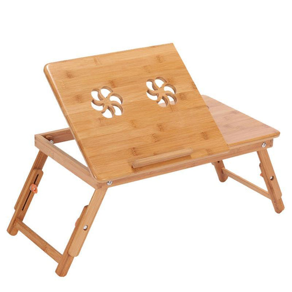 Portable Folding Bamboo Laptop Table Desk with Cooling Fan