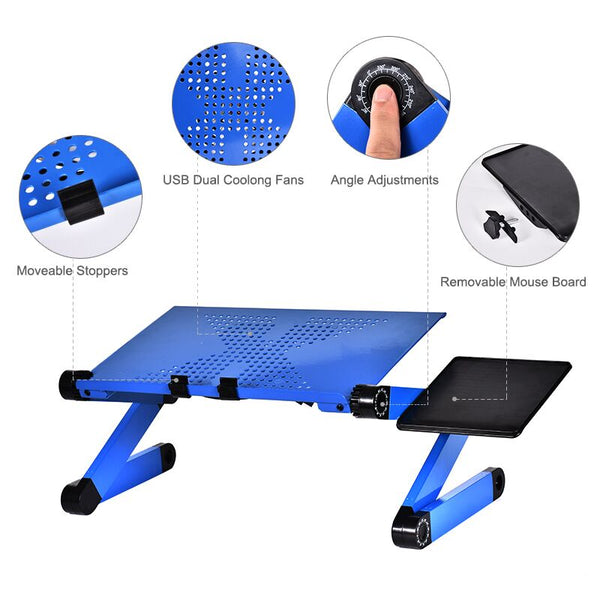 Portable Aluminum Alloy Adjustable Laptop Table  Desk Double Fan