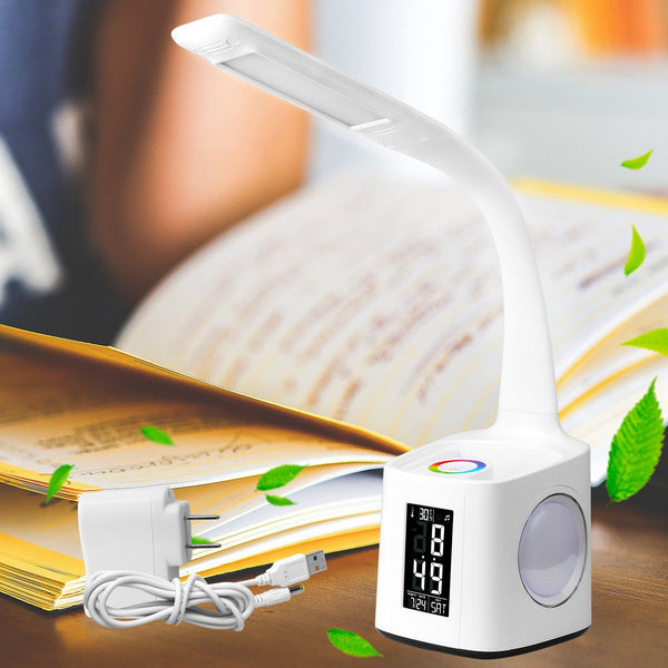LED Desk Lamp with USB Charging Port and Calendar