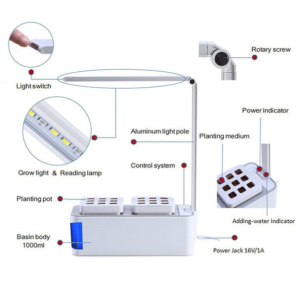 Hydroponic Desktop Grow Pot Lamp