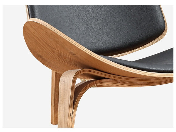 Three-Legged  Leather Shell Chair