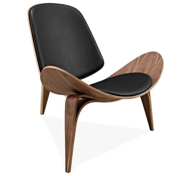 Three-Legged  Leather Shell Chair