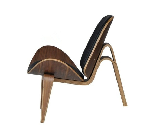 Three-Legged  Leather Shell Chair