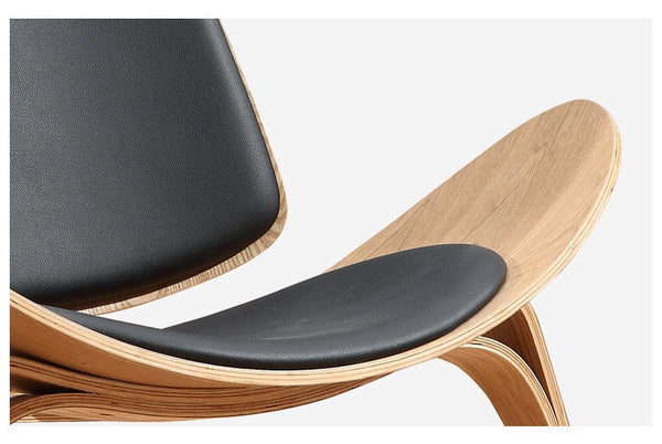 Three-Legged  Leather Shell Chair