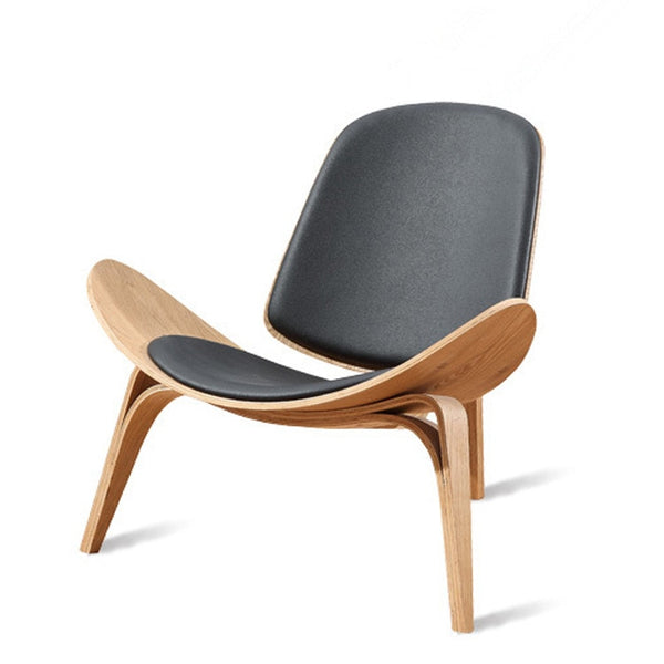 Three-Legged  Leather Shell Chair
