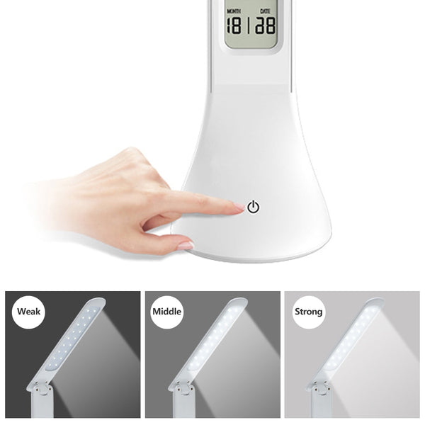 LED Desk Foldable Lamp with Calendar Temperature Alarm Clock