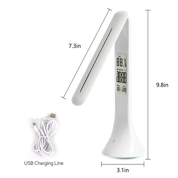 LED Desk Foldable Lamp with Calendar Temperature Alarm Clock