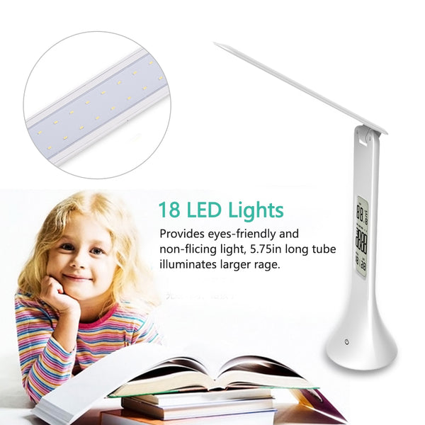 LED Desk Foldable Lamp with Calendar Temperature Alarm Clock