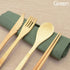 6 Piece Portable Roll Up Bamboo Cutlery Set