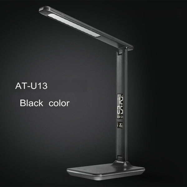 Modern Office LED Lamp USB Charge Port with Alarm Clock/Calendar