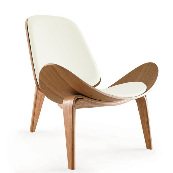 Three-Legged  Leather Shell Chair
