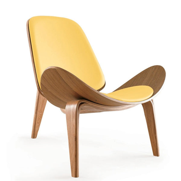Three-Legged  Leather Shell Chair