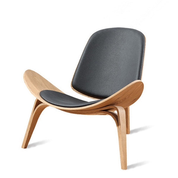 Three-Legged  Leather Shell Chair