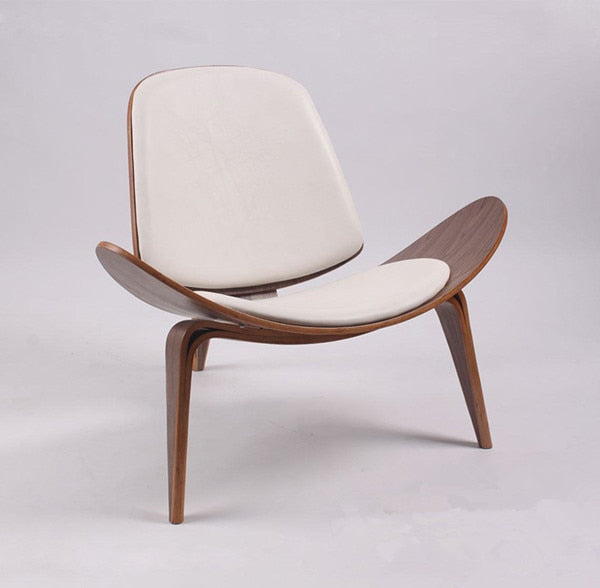 Three-Legged  Leather Shell Chair