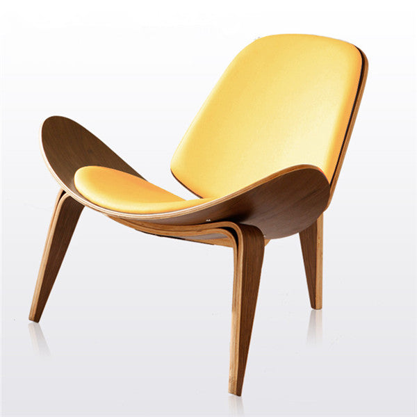 Three-Legged  Leather Shell Chair